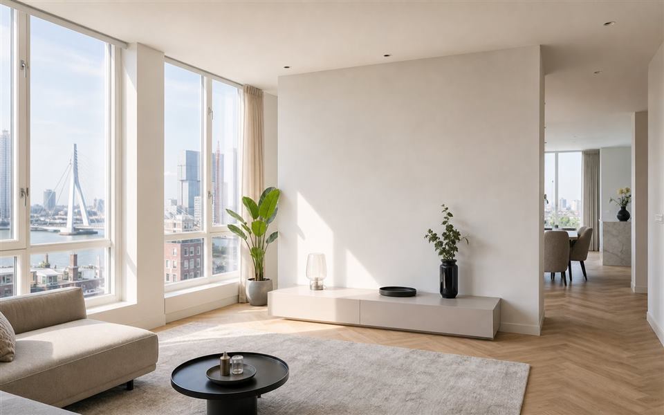 Afgewerkt appartement in Rotterdam met strak glad stucwerk